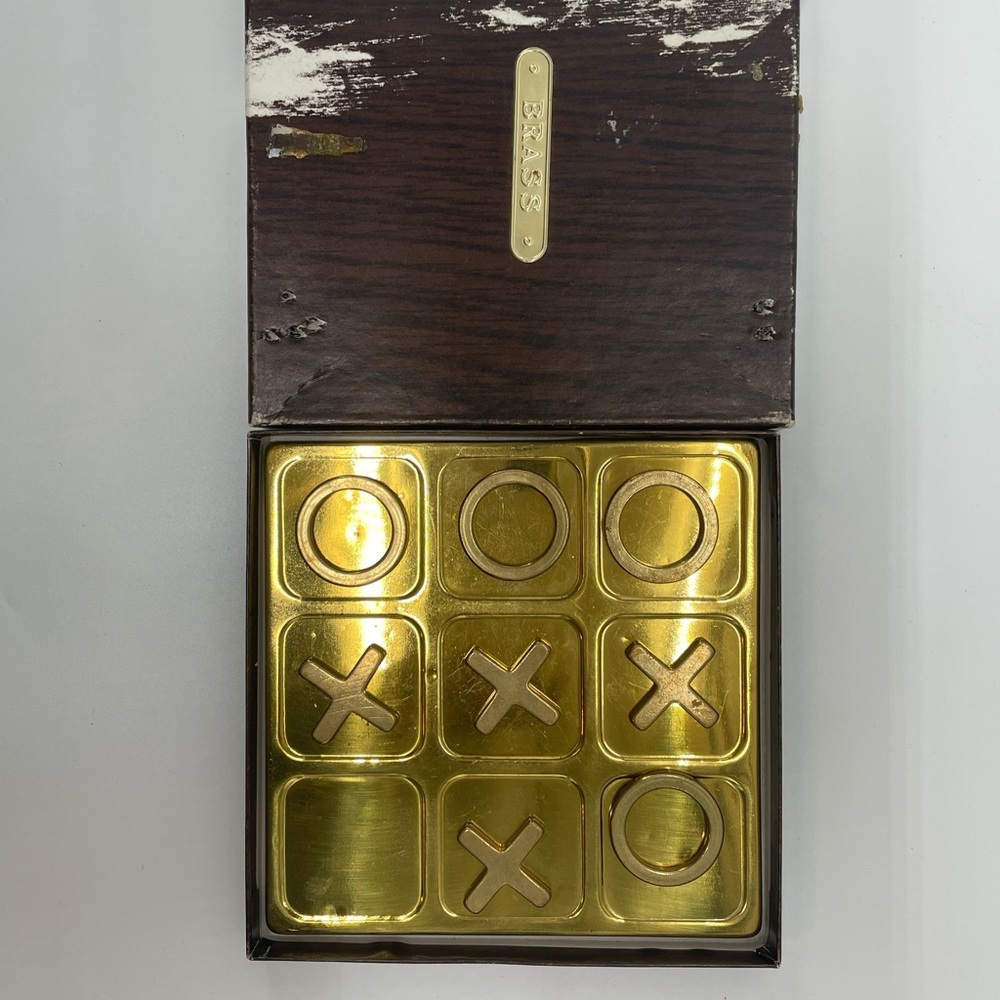 Vintage Solid Brass Tic Tac Toe Set